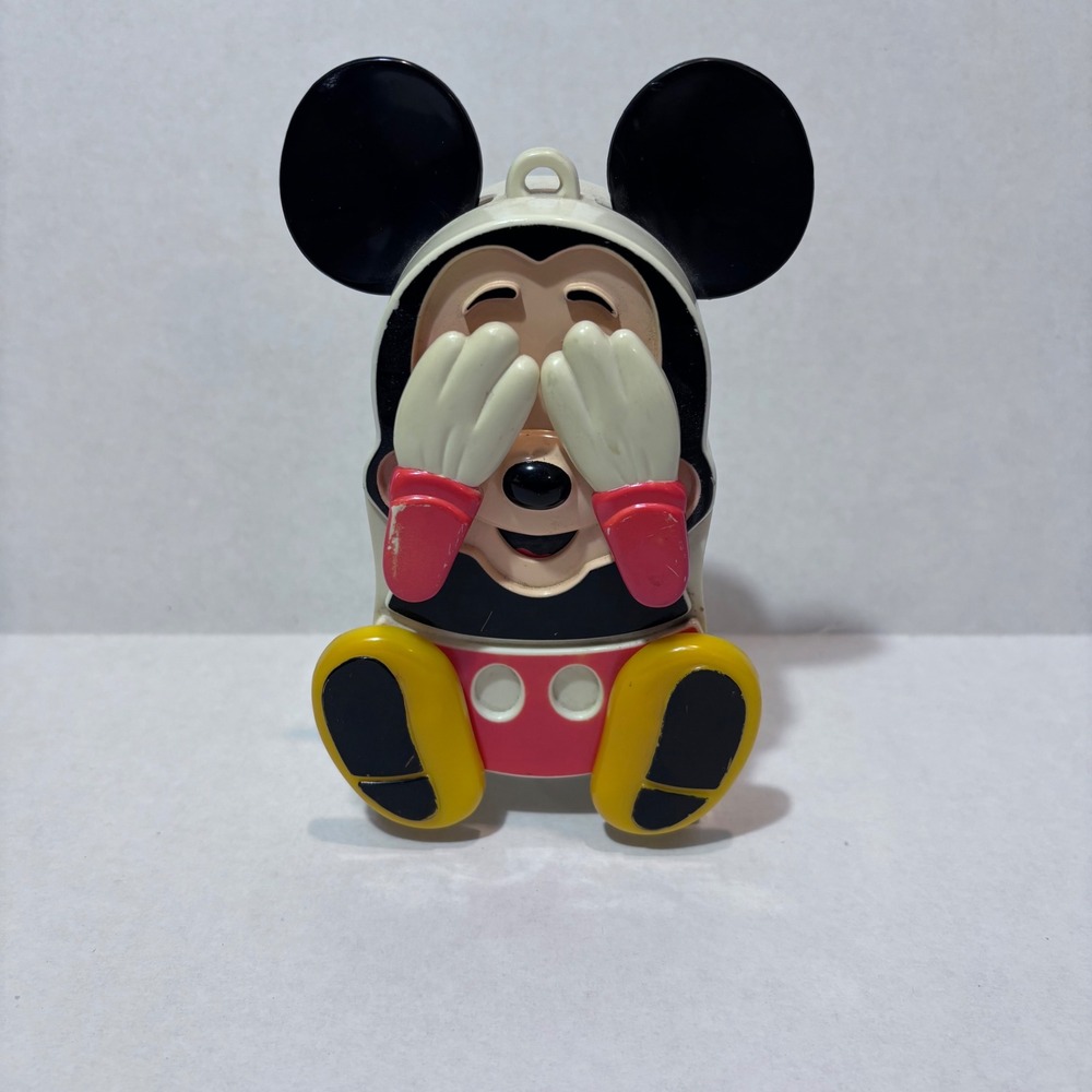 Vintage Mickey Mouse Wind-Up Peekaboo Toy Illco Disney‎ Preschool Made Hong Kong